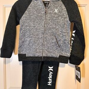 Hurley Kids Two-Tone Gray & Black Zip Hoodie with Matching Joggers